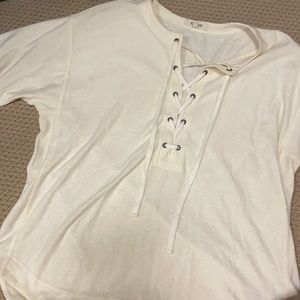 Madewell quarter length shirt.